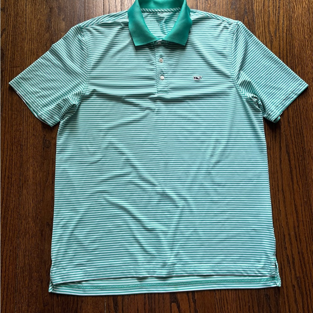 Vineyard Vines Performance Men's Polo in Aqua Stripes